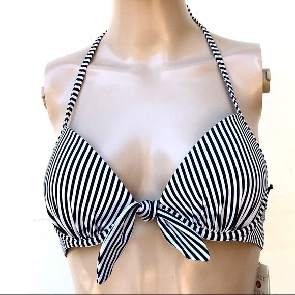 Women’s Bikini Striped Padded Swimsuit Top 34 B - Picture 2 of 10
